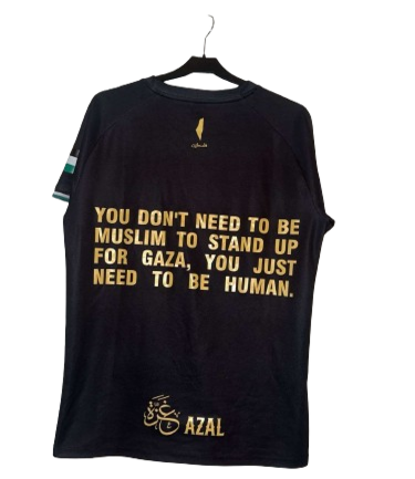 Azal Palæstina T-shirt - Kortærmet Med Skrift På Bagsiden